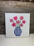 Blue Striped Vase Flowers