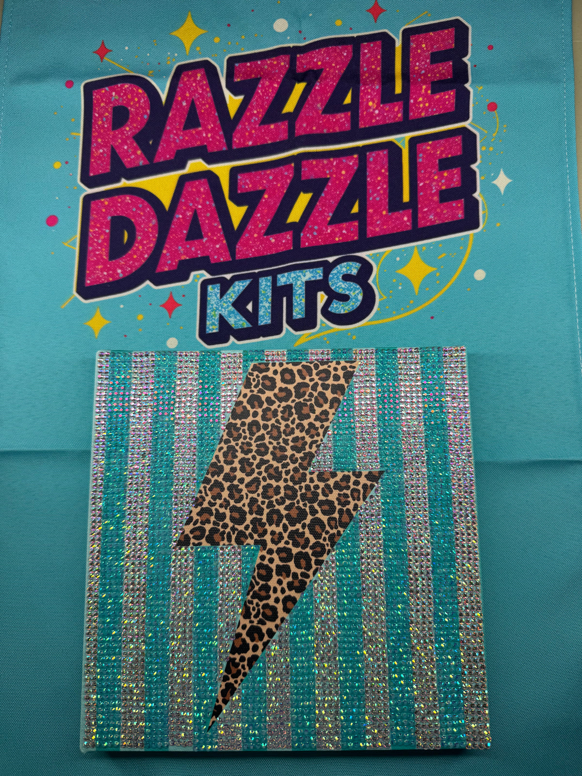 Cheetah Print Lightening Bolt Teal Stripes