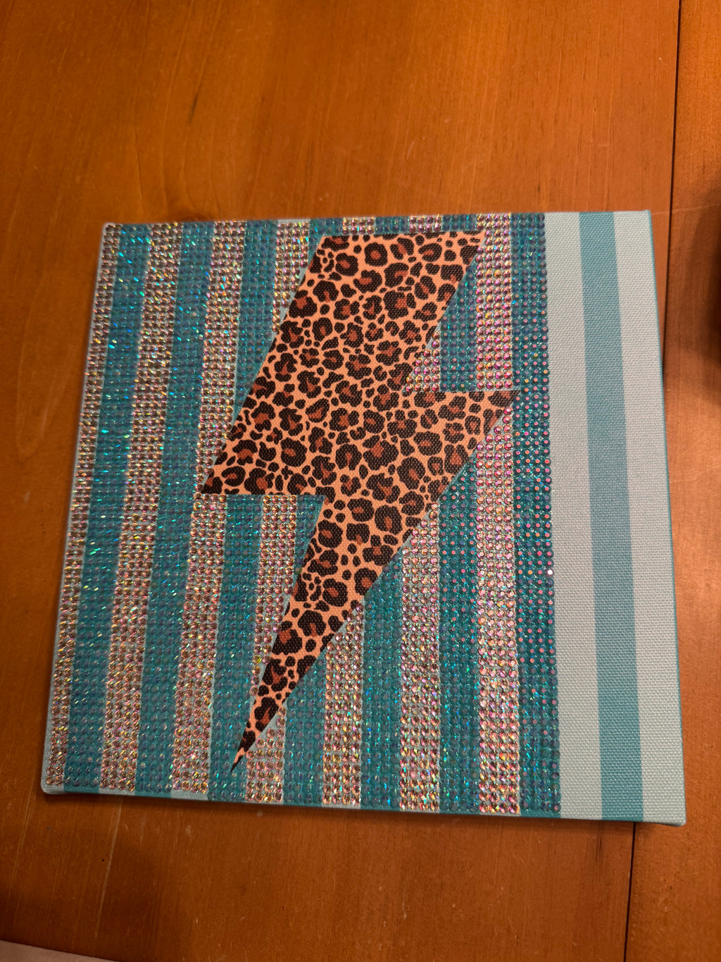 Cheetah Print Lightening Bolt Teal Stripes