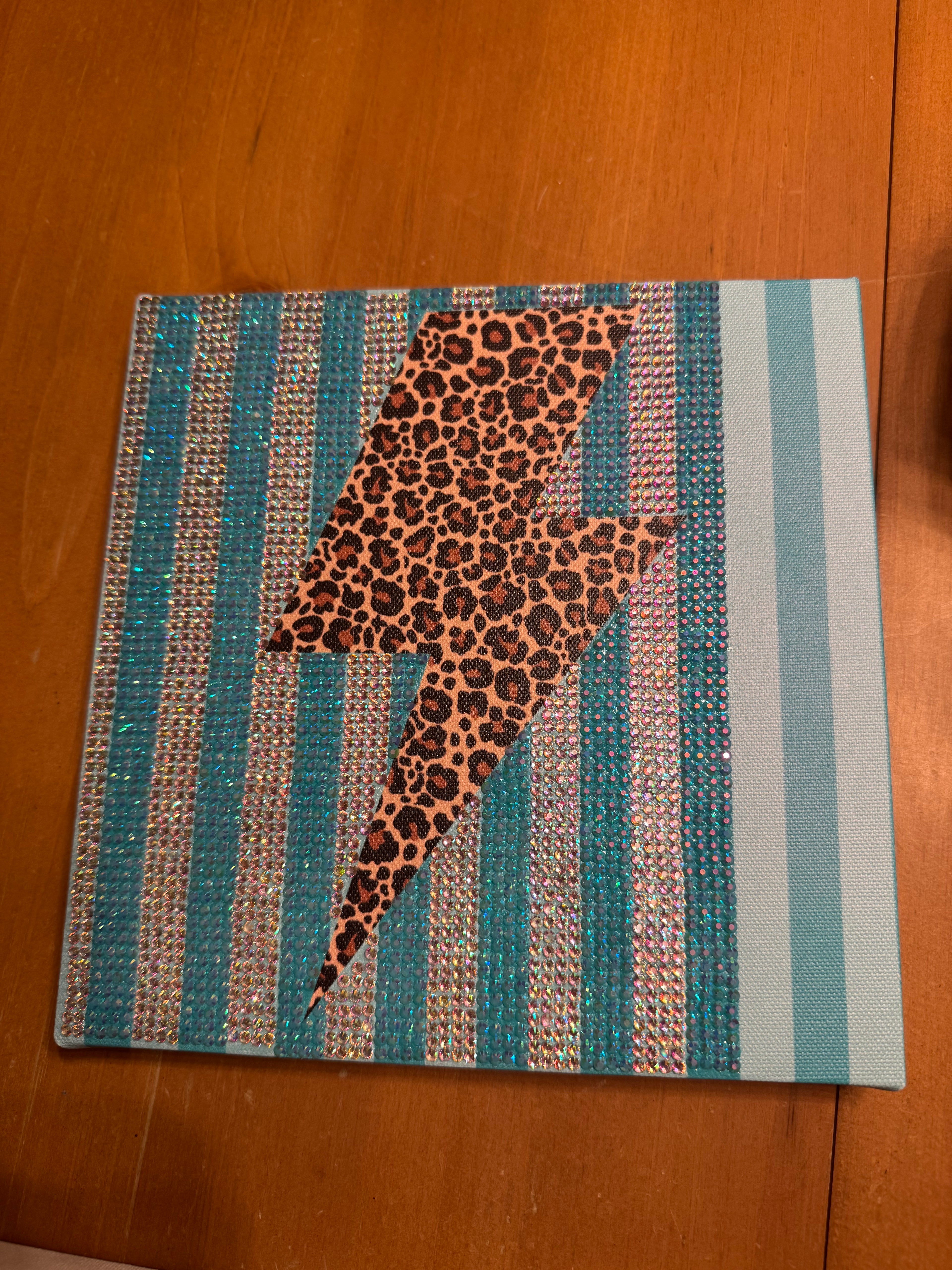Cheetah Print Lightening Bolt Teal Stripes