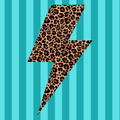 Cheetah Print Lightening Bolt Teal Stripes