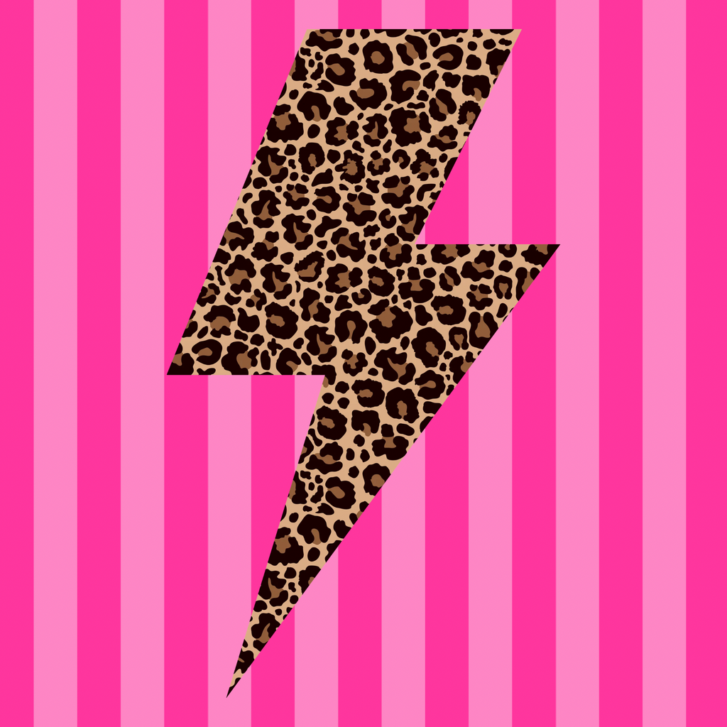 Cheetah Print Lightening Bolt Pink Stripes