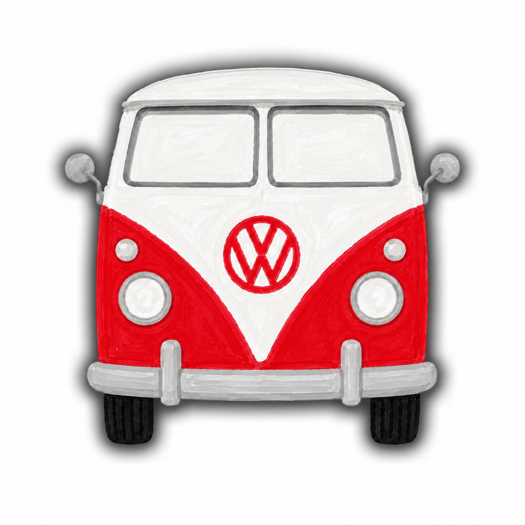 VW Bus Red and White